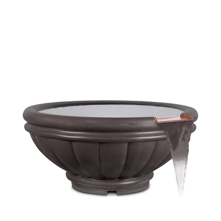 The Outdoor Plus 24 Round Roma Water Bowl - GFRC Concrete - Chestnut - OPT-ROMWO24-CST